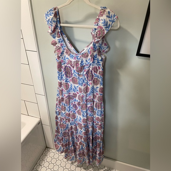 J. Crew Tiered ruffleneck dress in floral vine block print, small - Picture 3 of 7